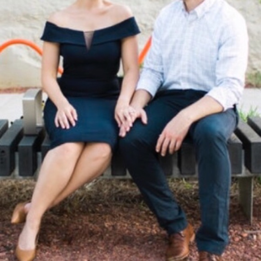 Vince Camuto Navy Crepe Off Should Dress